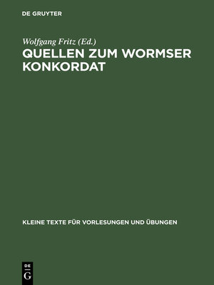 cover image of Quellen zum Wormser Konkordat